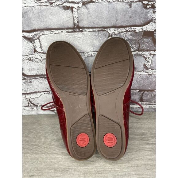 Fitflop Red Croco Leather Lace Up Comfort Oxfords Shoes Women Sz 7M US/38EU - Picture 7 of 16